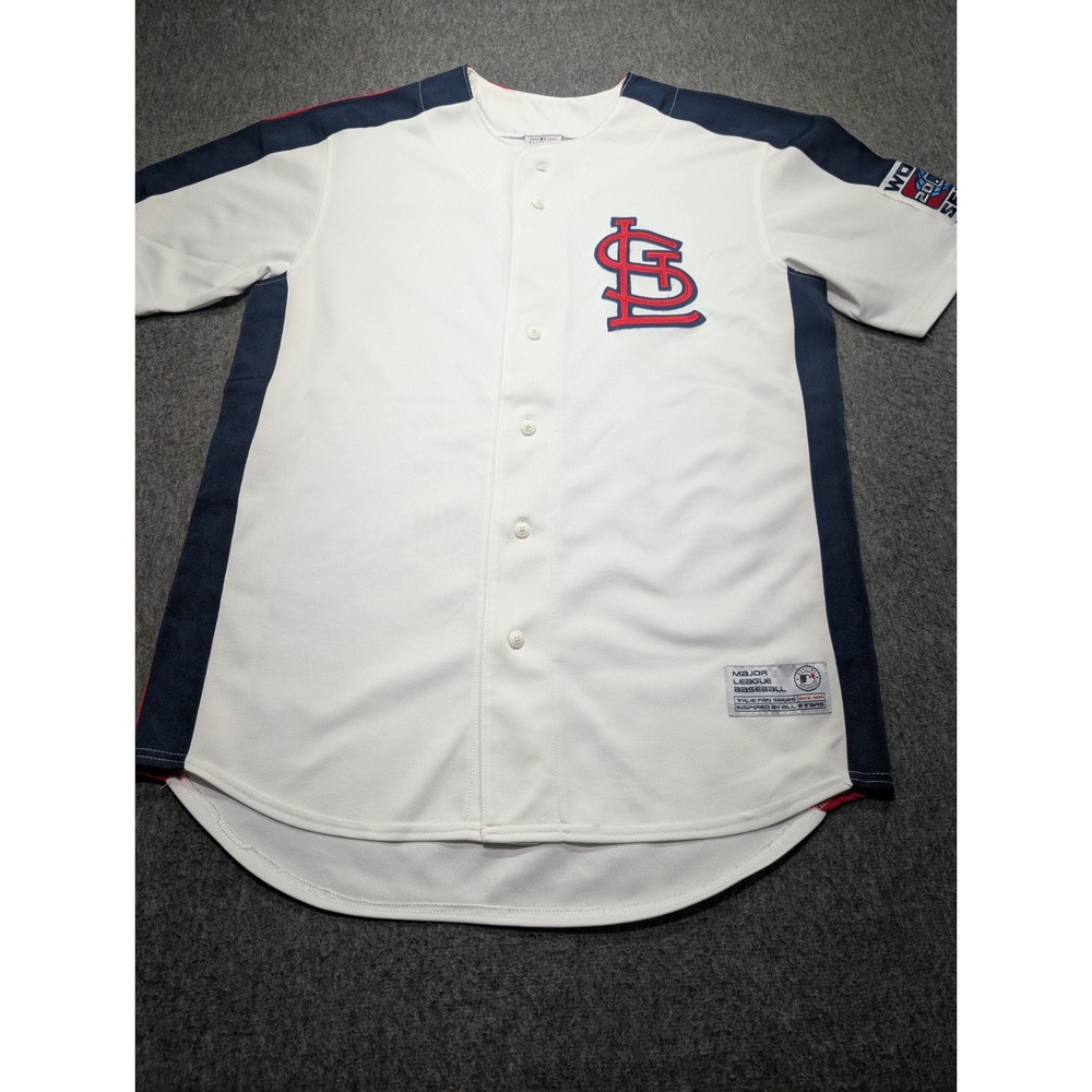 True Fan St Louis Cardinals MLB Baseball Jersey White Red Navy Size M 2006 WS